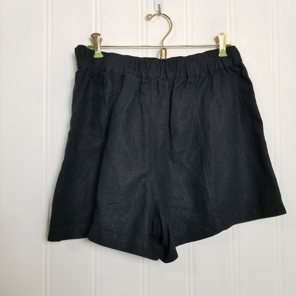 Madewell Pull On Black Shorts Womens Linen-Blend High Waist Elastic 3.5" Size S - Picture 4 of 8